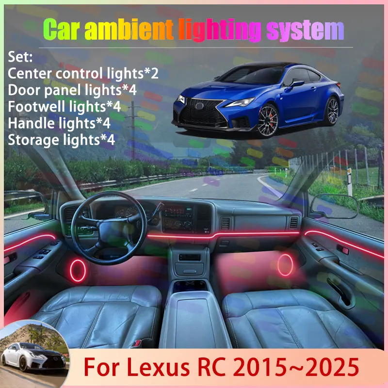 

For Lexus RC XC10 2015~2025 2016 2/18 in 1 Car Atmosphere Light Lamp RGB Shade Ensemble Streamer Atmosphere Set Auto Accessories