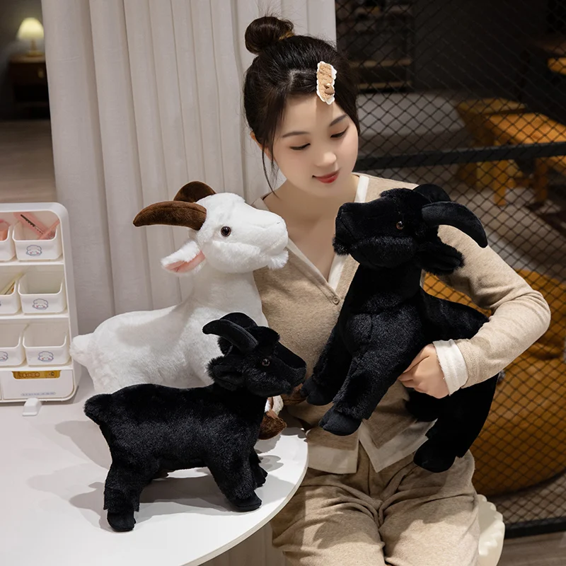 Weiße Ziege High Fidelity Anime süße Plüschtier Schaf Plüschtiere lebensechte Tiere Simulation gefüllte Puppe Kawai Spielzeug Geschenke für Kinder – Detail 4