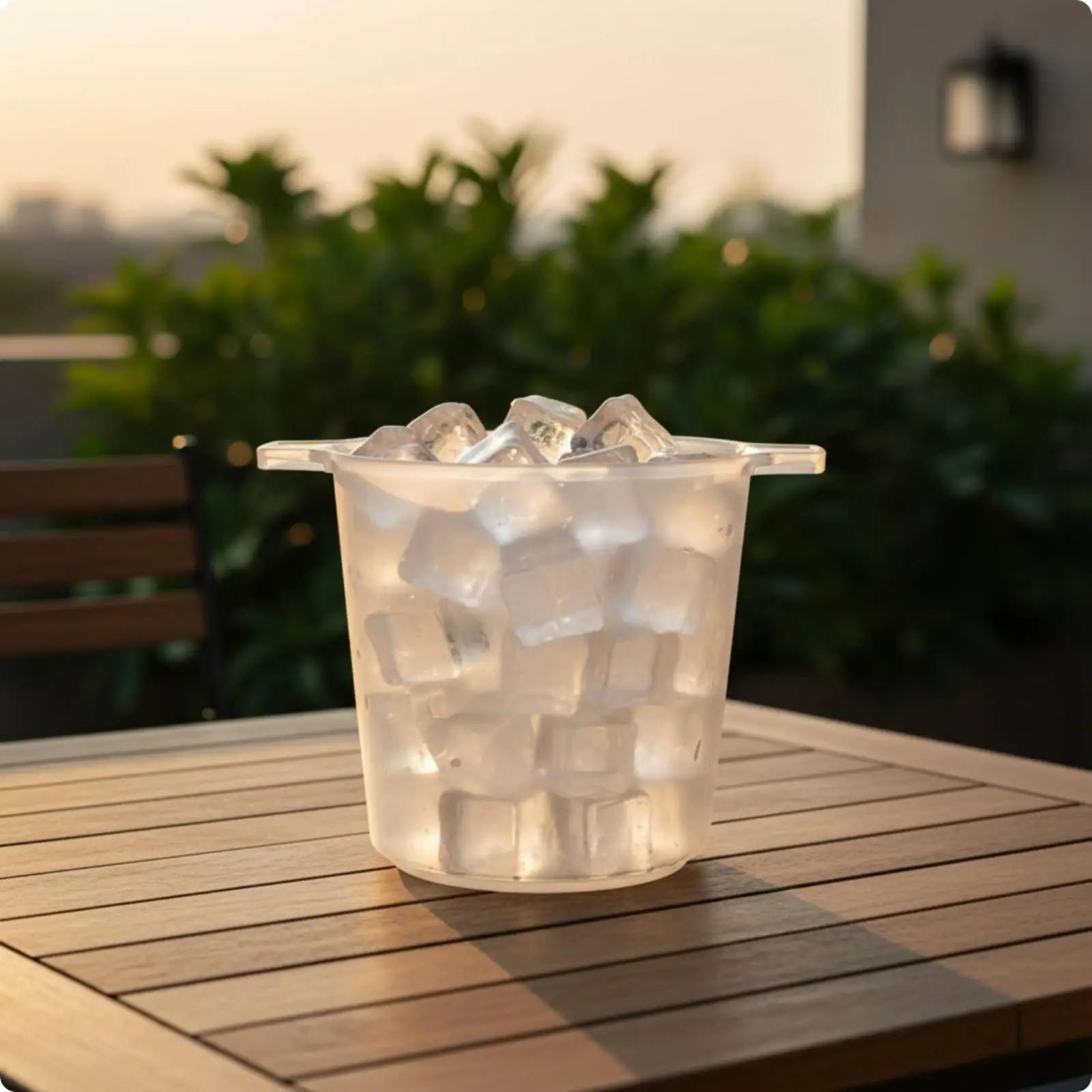 Ice Container with Handles Matte Champagne Container Long-Lasting for Hosts