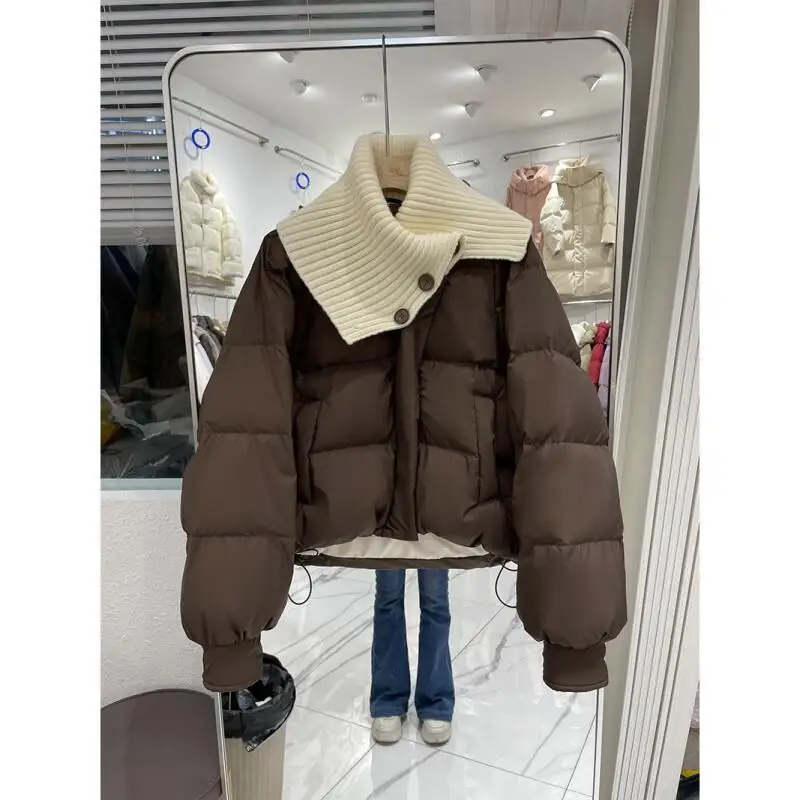 

Женская стеганая куртка, уличная повседневная одежда, 2025 г., корейская модная трендовая хлопковая куртка для женщин, зимняя короткая однотонная куртка