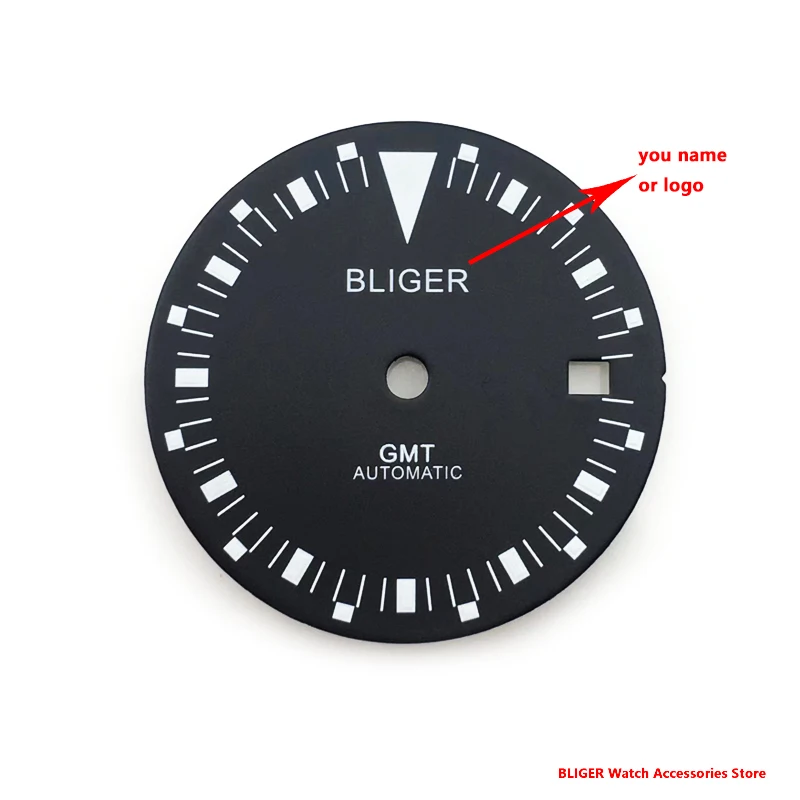 Bliger 29mm Luminous Watch Dial For NH34 DG2804 GMT Movement