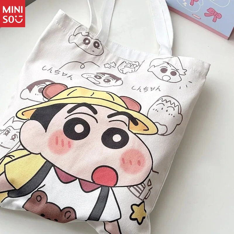 

Miniso Crayon Shin-chan Canvas Bag, Large Tote for School & Daily Use