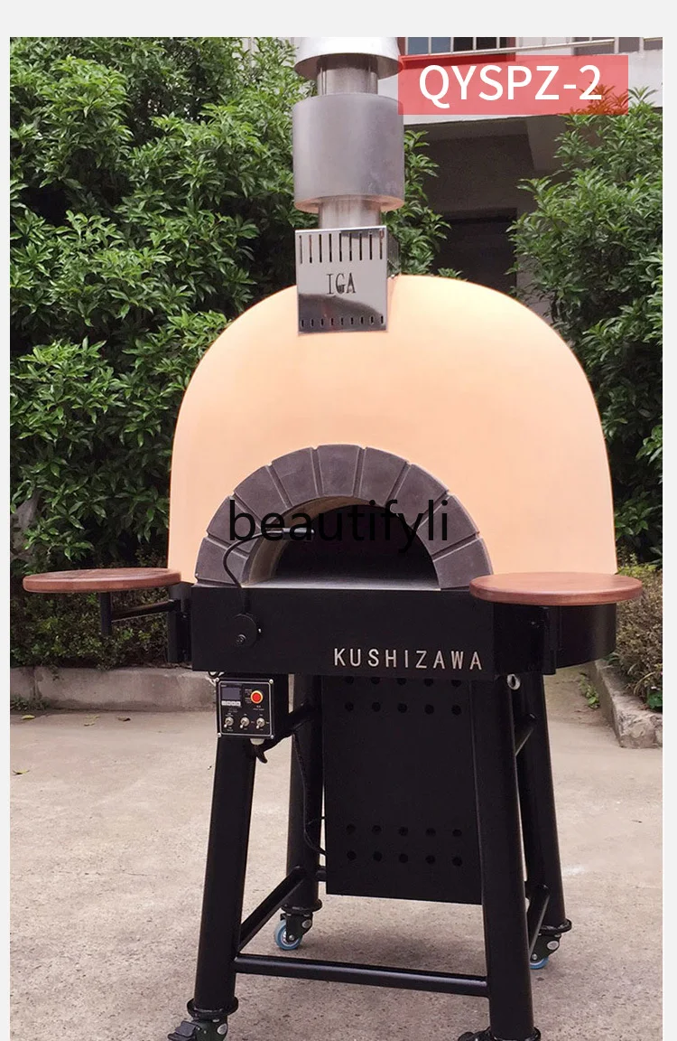 Volcanic stone stainless steel hot air circulation pizza stove fruit wood firewood gas western restaurant outdoor kiln oven