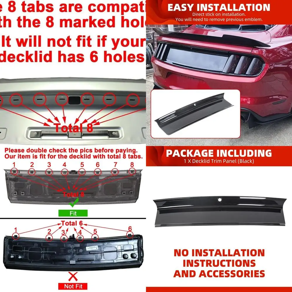

Панель отделки багажника, совместимая с Ford Mustang 2015-2023 гг., задняя центральная накладка на крышку багажника - черный