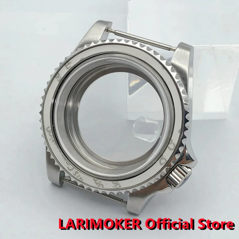 LARIMOKER 40mm Case  Silver 3.8 o'clock Stainless Steel Diver Wristwatch NH35A Case Sapphire Glass Fit NH35 NH36 Movement