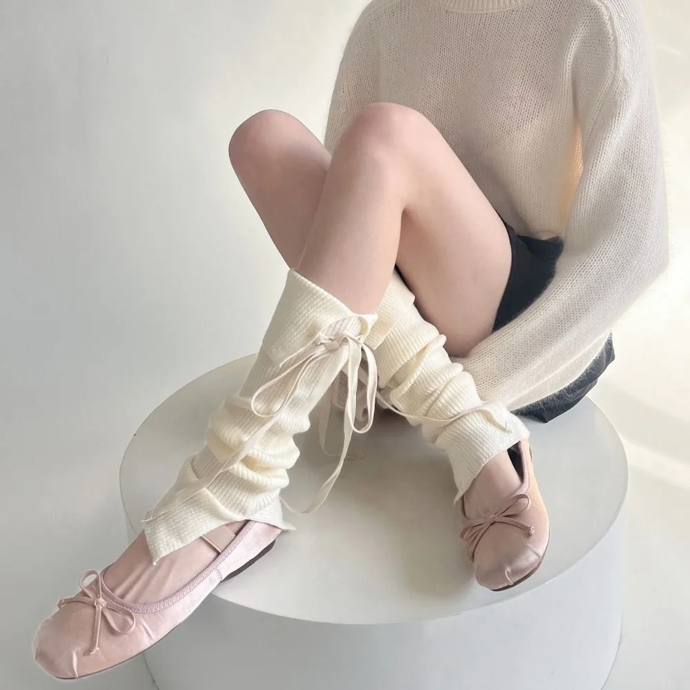 

Elastic Y2K Lace Up Leg Warmers Sweet Ballet Foot Cover Women's Stockings Tight-fitting Elastic Knit Banding Leggings Women