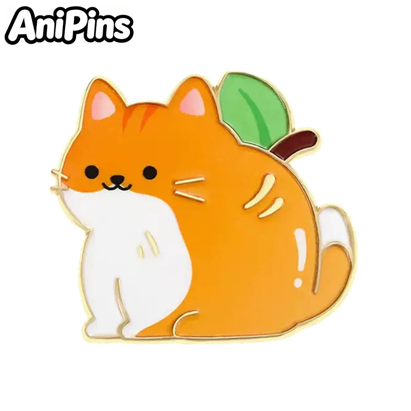 AniPins Cute Animal Fruits Pins 6-design Enamel Cherry Peach Pineapple Grape Brooch Pin On Clothes Bags Badge Gifts