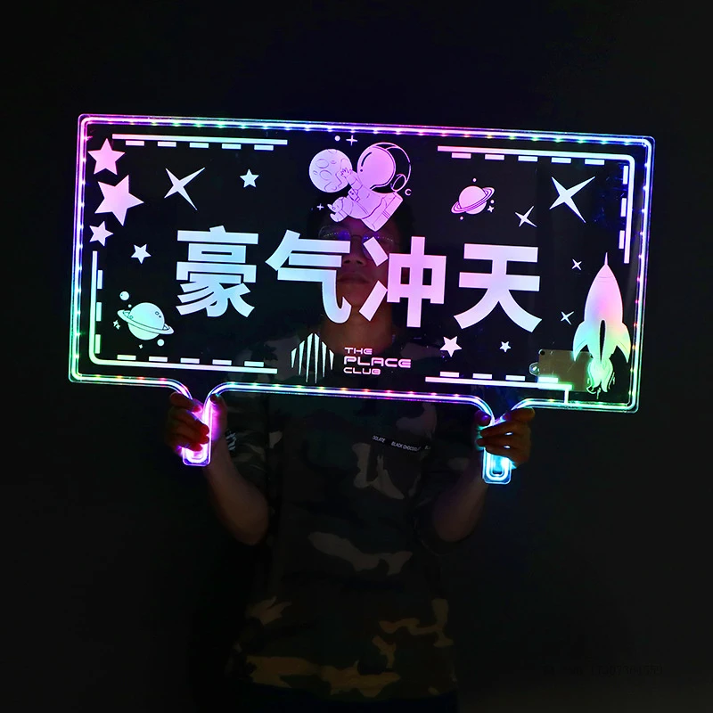 Bar glowing hand-held signledExecutive toasts, glowing hand holding dollar bill, exudes opulencektvHappy Birthday Sign