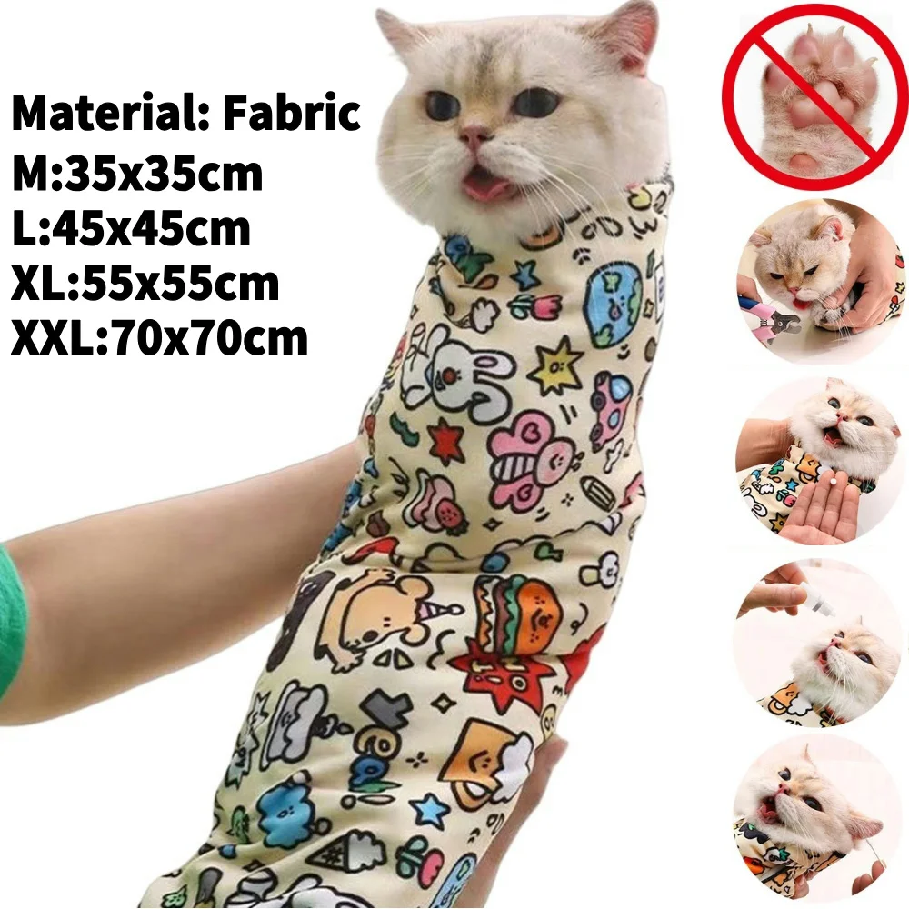 Cat Grooming Wrap Self-adhesive Anti Scratch Anti Bite and Escape For Nail Trim Inject Examing Pet Washing Clean Fixed Tool