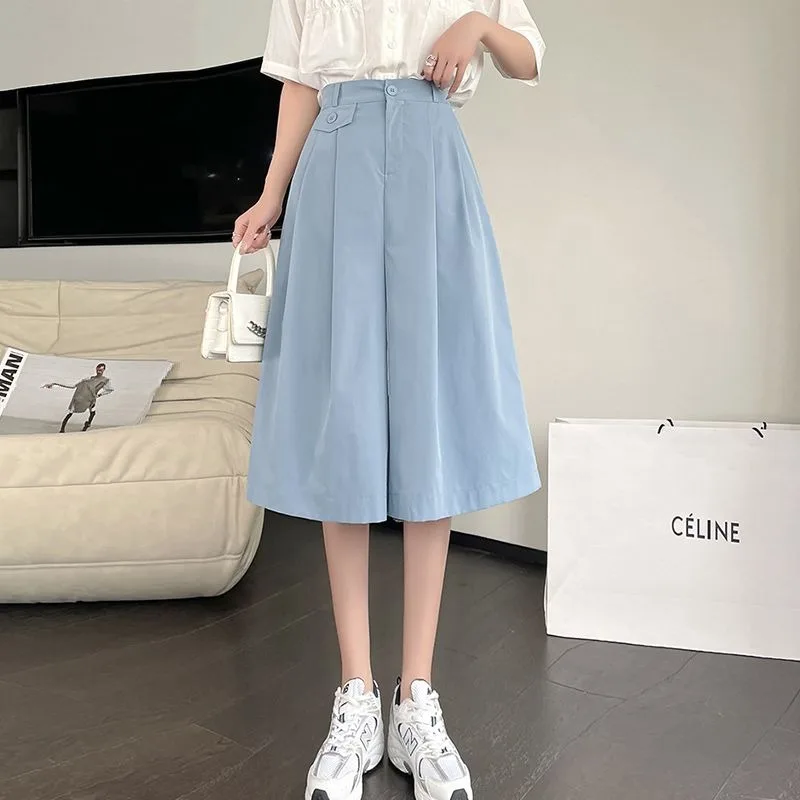 

Loose Wide-legged Pants Women 2024 Summer New Korean Thin High Waist Solid Color Trousers Leisure Versatile Skirts Pants Female