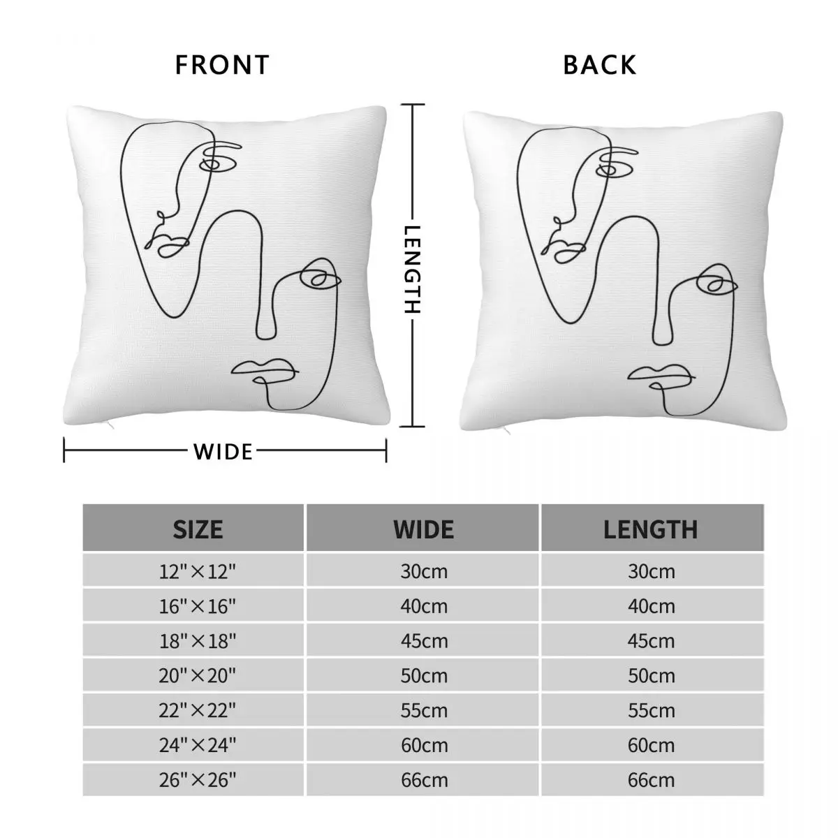 Abstract Faces One Line Square Pillowcase Polyester Linen Velvet Pattern Zip Decor Throw Pillow Case Bed Cushion Cover