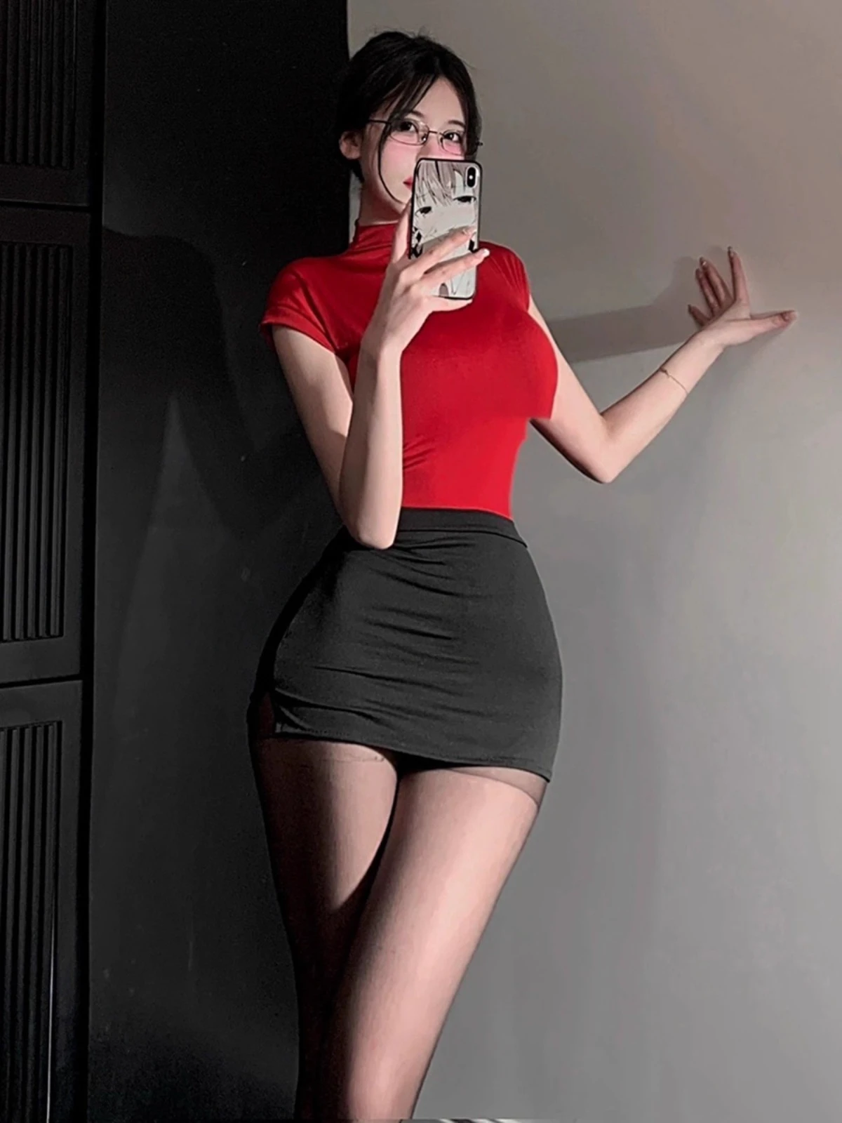 

Sexy Devil Secretary Costume Set ort Skirt Bodycon Top Bot Pure Desire loween Sle Women's Faion Polyester Dr