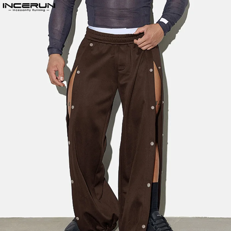 Stylowe spodnie klubowe INCERUN Nowe męskie spodnie Casualowe męskie spodnie z charakterem Modne ażurowe seksowne spodnie rekreacyjne długie spodnie pantalony