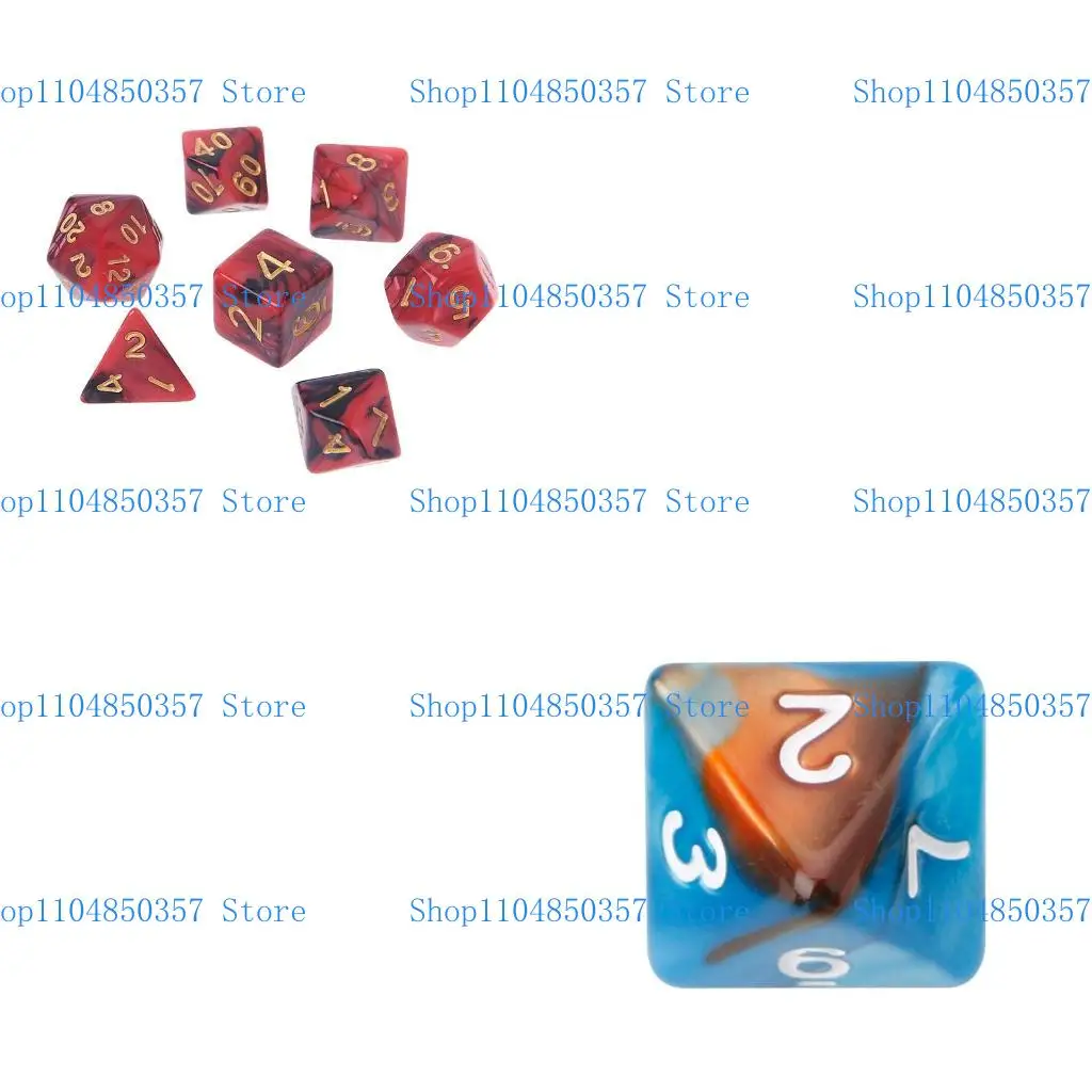 5Asd 7pcs/establecer dados poliédricos acrílicos para juego TRPG D4-D20