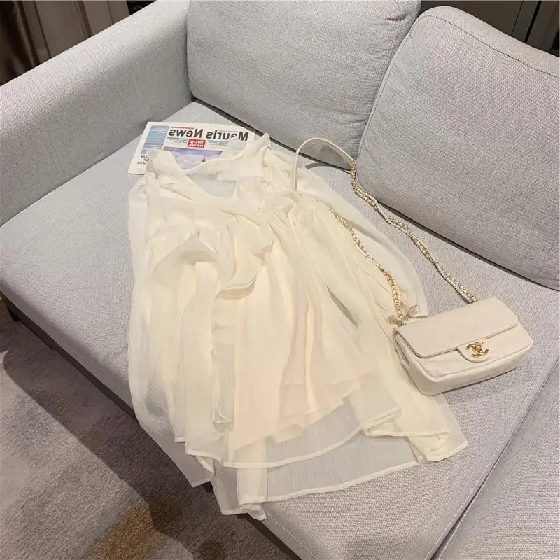 Long Sleeve Dress Women Solid Elegant Princess Ruffles V-neck Ins Femme Basic Design Mini Popular Spring Chic Hot Sale Ulzzang