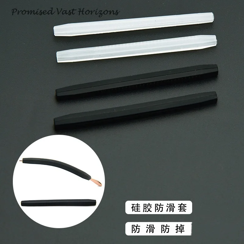 3 pairs lot Silicone Eyeglass Temple Cover Eyeglass Accessory Sunglasses Round Needle Metal Eyeglass Leg Cover Tips