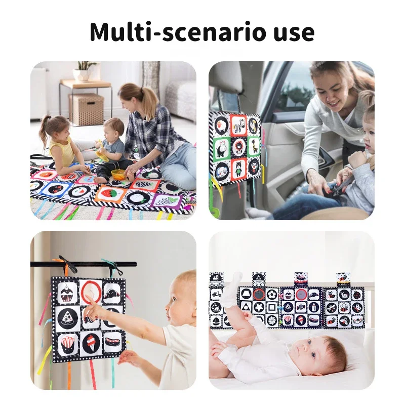 Montessori Baby Doek Boek 0-12 Maanden Pasgeboren Wieg Speelgoed Zwart-wit Dier Doek Boeken Kinderen Zintuiglijke activiteit Speelgoed Gift