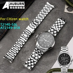 For Citizen metal strap AT2140-55L steel band AT2149-85X metal strap solid stainless steel curved men's watch with Citizen chain