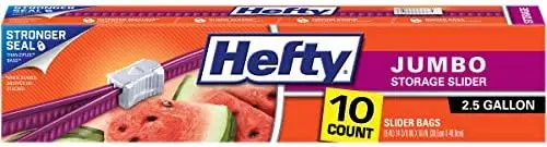 

Hefty Slider Jumbo Storage Bags 2.5 Gal – 90 Bags (9 Packs)