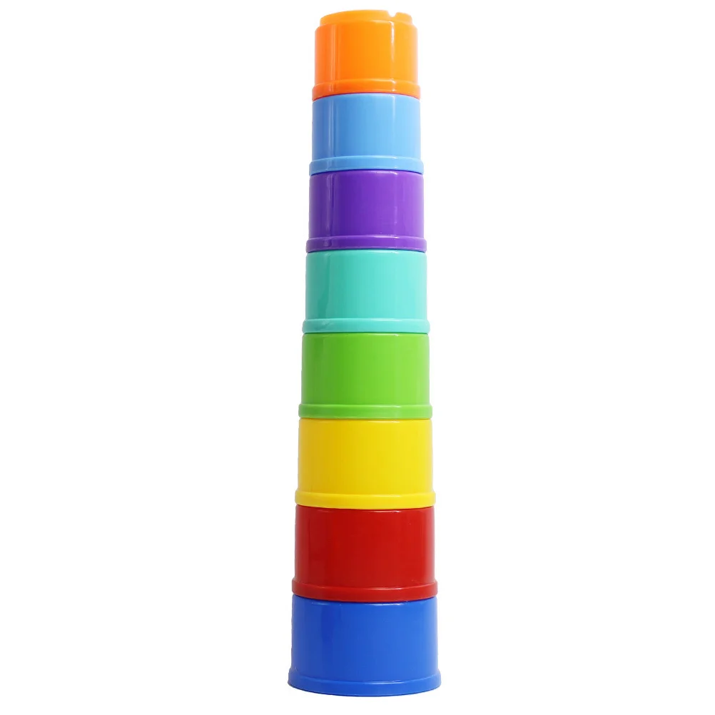 8 Pcs Children's Stacking Cup Toys for Toddlers B Building Block Game Educational Playthings Box