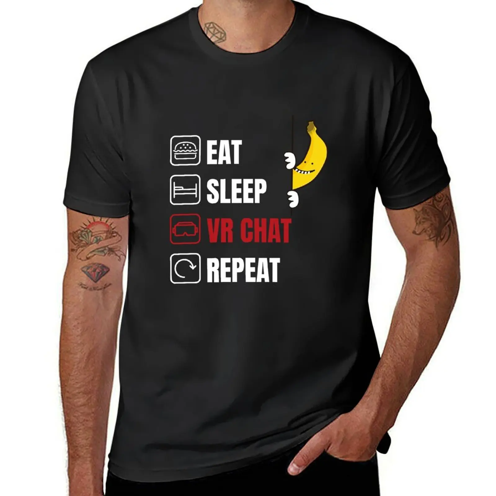 Camiseta con diseño divertido para parejas de amigos y celebración de San Valentín, estilo plátano, comer, dormir, hablar, repetir, vr