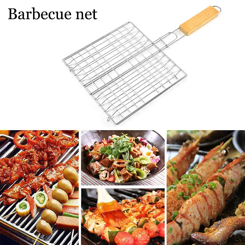 

Barbecue Grilling Basket Grill Foldable BBQ Net Steak Meat Fish Mesh Holder Home Tools Outdoor BBQ Barbecue Cooking Grill Basket