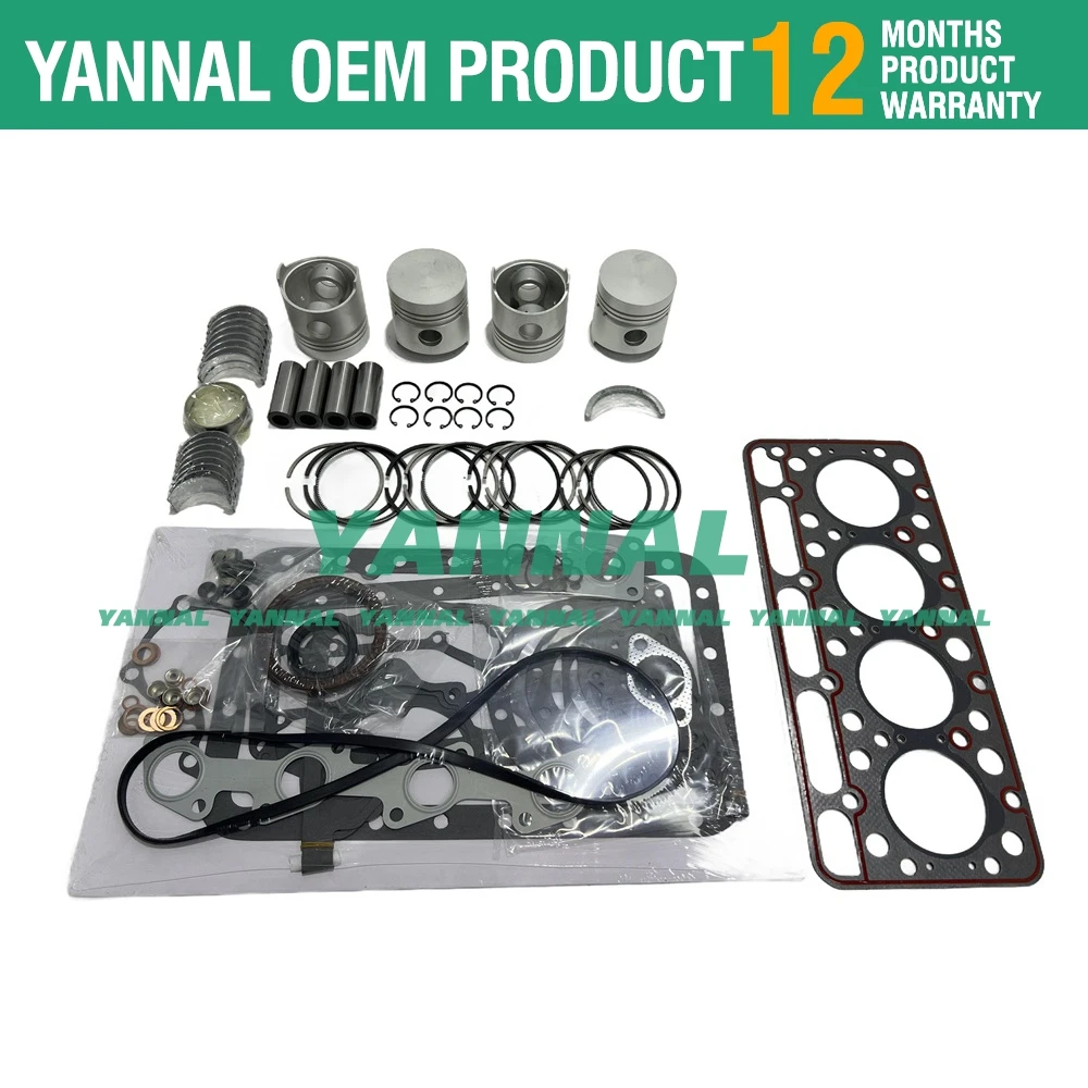 New V1702 V1702B Overhaul Rebuild Kit For Kubota Bobcat 743 733 Piston Liner Gasket