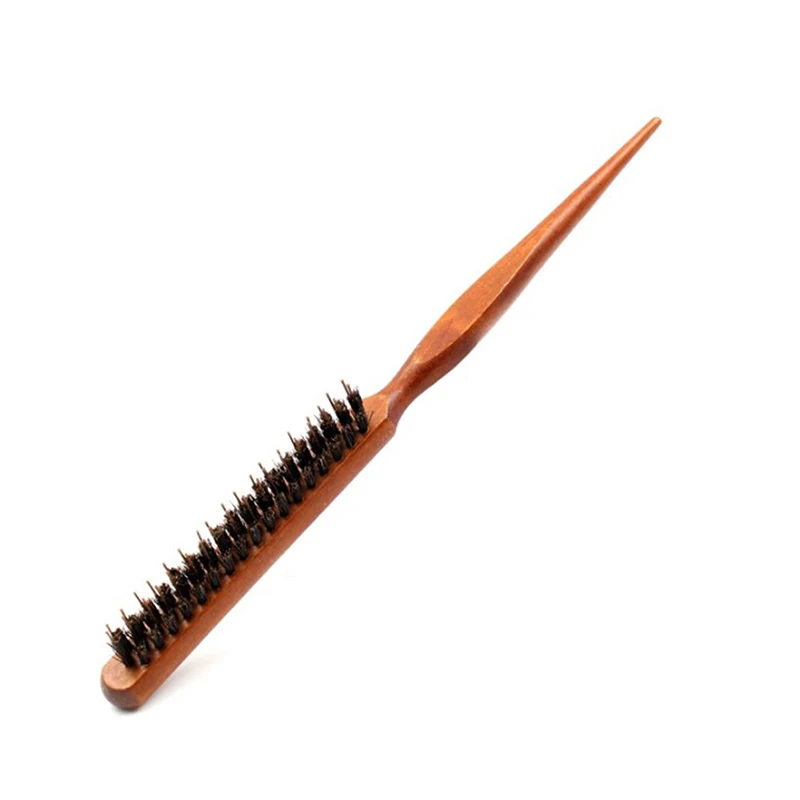 Professional Salon Three Rows Bristle Scraper Comb Teasing Back Hair Brushes Wood Slim Line Comb 24cm/ 9.45inch