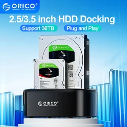 ORICO 2.5/3.5 Inch HDD Enclosure SATA to USB 3.0 HDD Docking Station Tool-free Hard Drive Enclosure for PC Laptop Support UASP