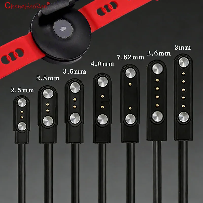Cabo de Carregamento Magnético de Contato 1/2/4 Peças para Base USB Tipo-C de 2 e 4 Pinos, Cabo de Carregamento para Smartwatch Adulto e Infantil