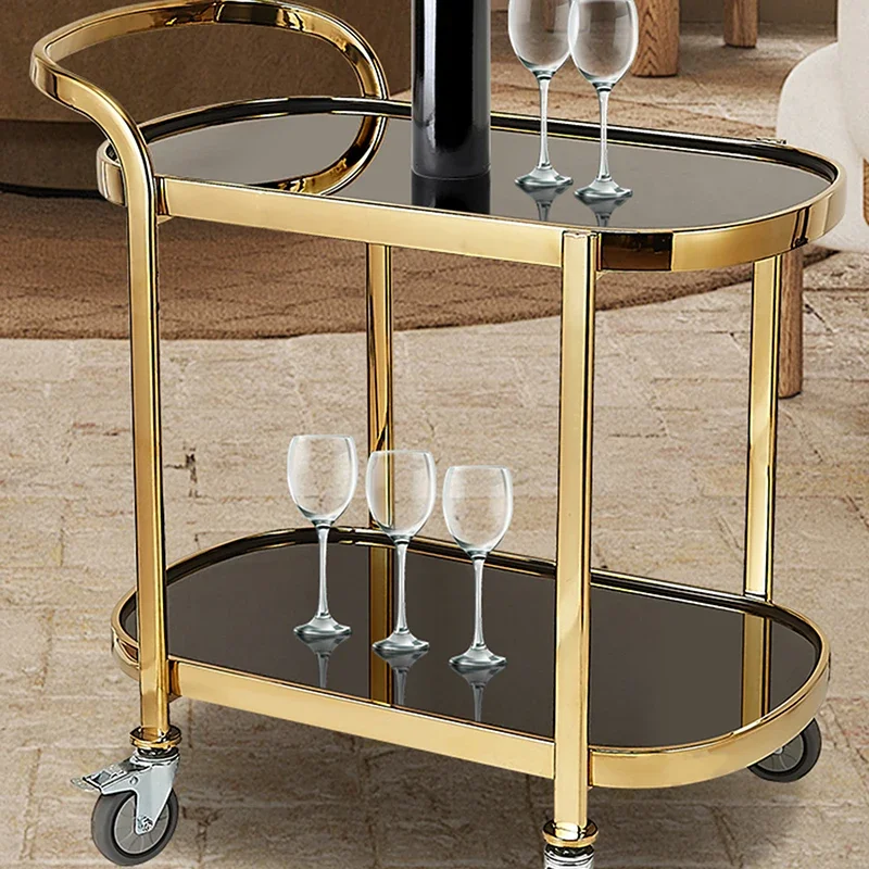 Edelstahl wagen Wagen profession elle Reinigung mit Hotel Doppel kommerziellen Gemüse Rack High-Style Gold Beistell tisch