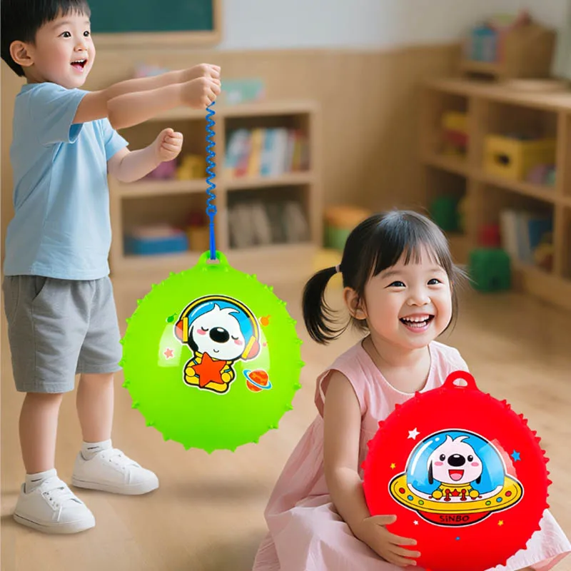 Bola colgante de cuerda para niños, Bola de dibujos animados de alta elasticidad con cuerda, Bola de masaje elástica, pelota de juguete interactiva para bebés de 3 a 6 años