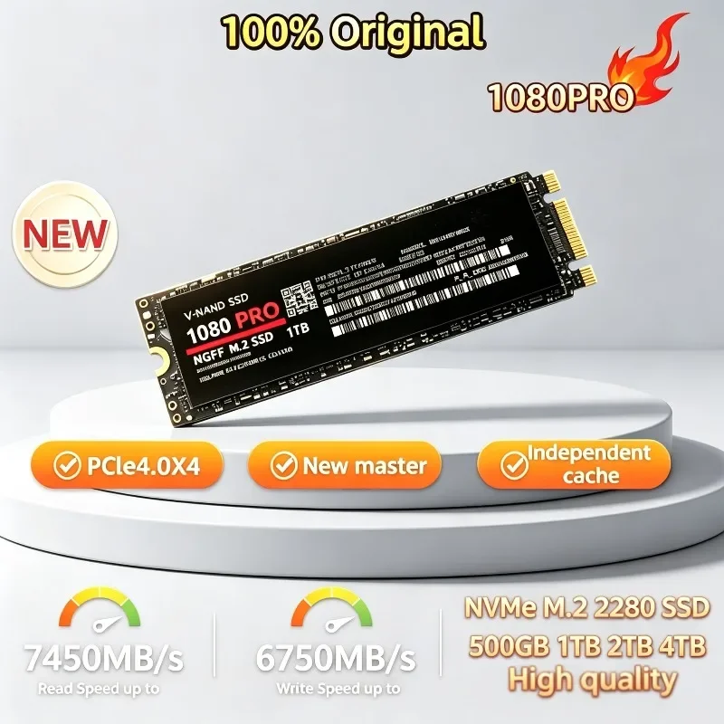 1080PRO PCIe 4.0 NVMe M.2 2280 SSD 500GB/1TB/2TB/4TB, Offers Rapid superior Speed for Smooth Gaming & Professional Workloads.