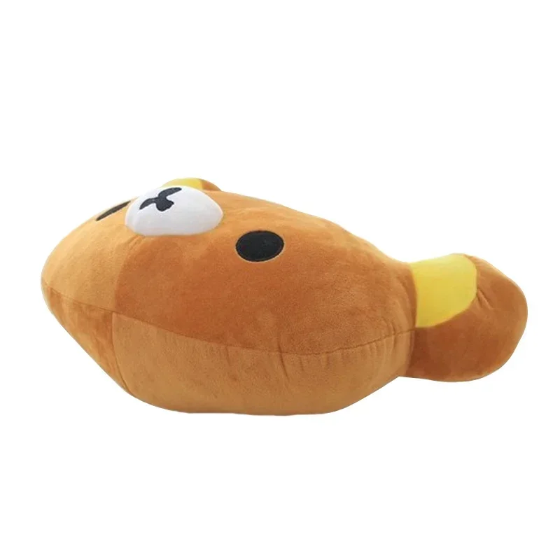 Oreiller en peluche de dessin animé Rilakkuma pour enfants, coussin de canapé doux et facile, jouet en peluche de tête d'ours brun, mignon et relaxant, cadeau de Noël