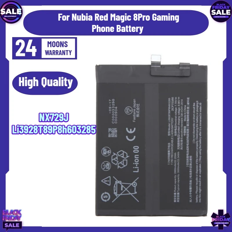New NX729J Li3928T89P8h603285 High-Quality Battery for Nubia Red Magic 8Pro Gaming Phone Battery