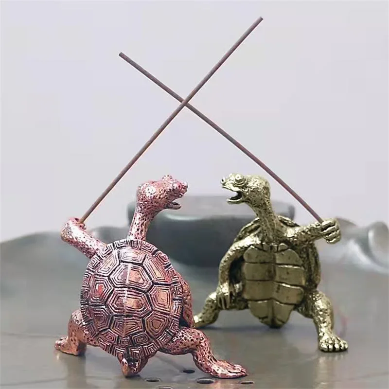 Vintage Mini Turtle Shape Incense Censer Sandalwood Stick Holder  Bronze Funny Animal Incense Holder Burner Stand HomeDecoration