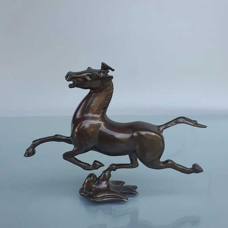 Wholesale Seiko Pure Copper Purple Bronze Horse Stepping on a Flying Swallow Home Decoration Brass Antique Chinese Zodiac Horse