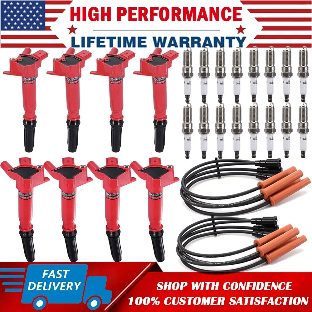 

8X Ignition Coils + Spark Plug Tune Up Kit For 2011-2017 Ford F250 F350 6.2L V8