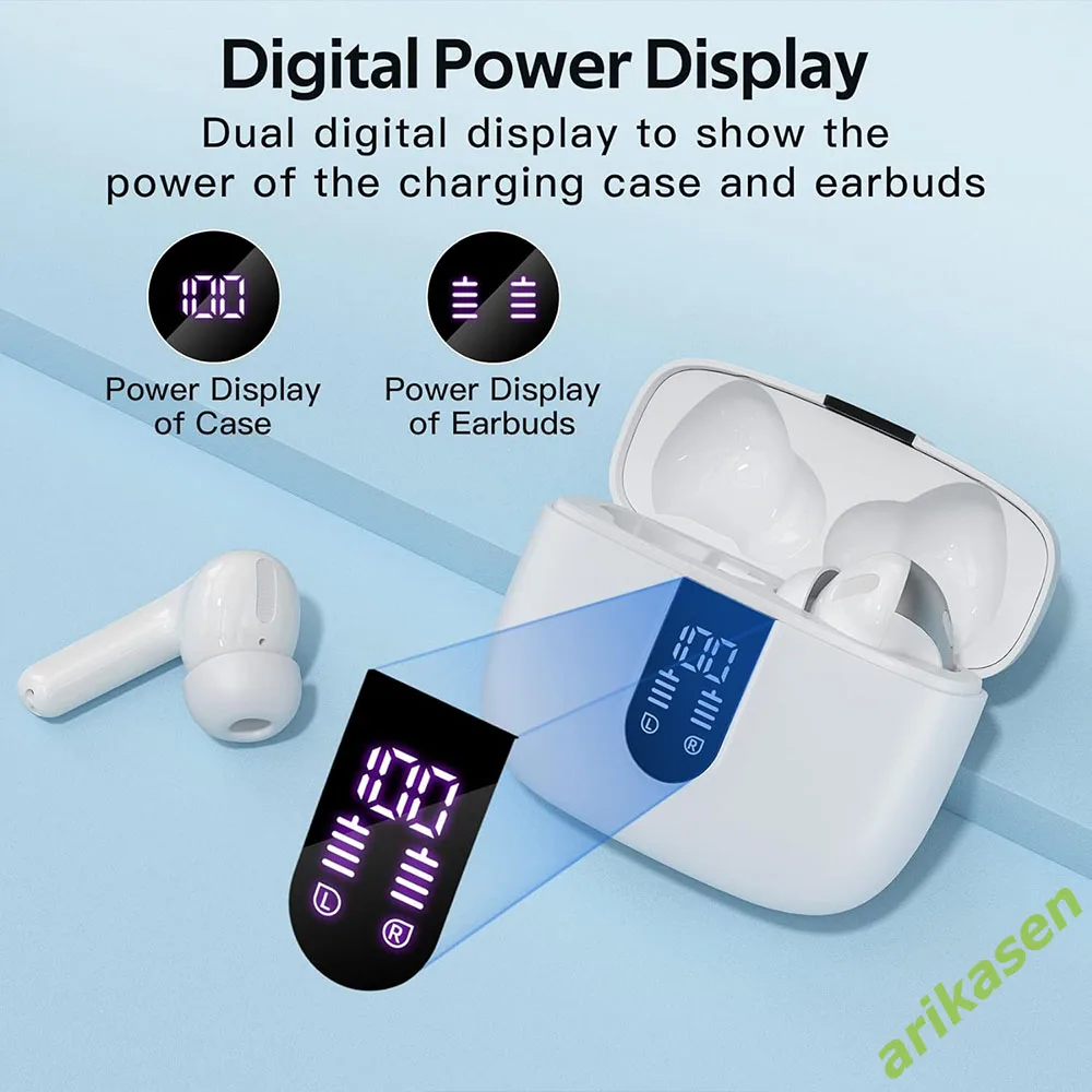 TWS Earphones Bluetooth Wireless Headphones IPX7 Waterproof TWS Earbuds Double Mic Call Noise Reduction In-Ear Handfree Earbuds