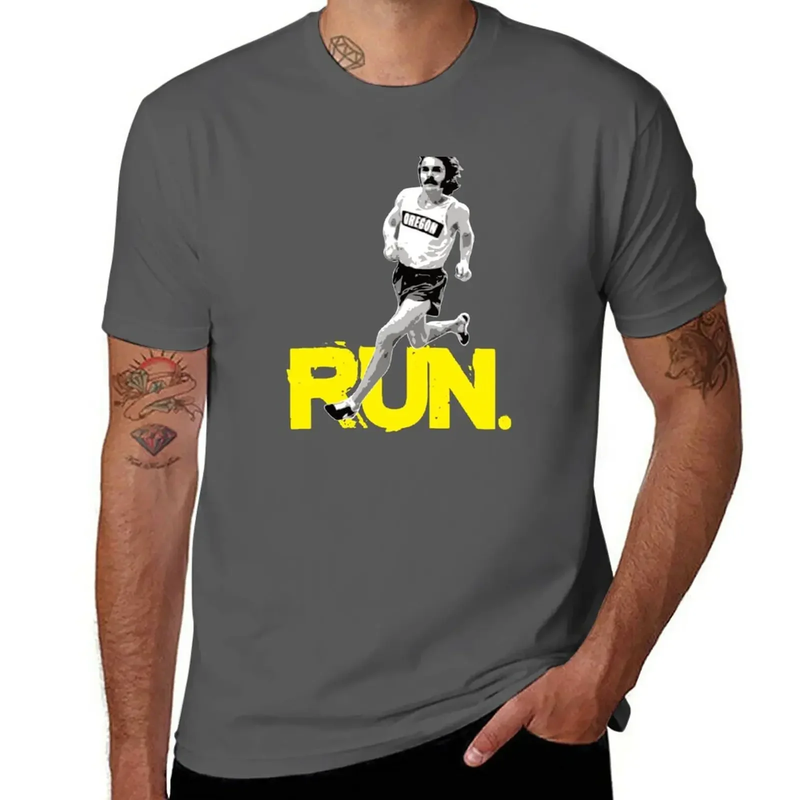 Steve Prefontaine - Run Shirt vintage clothes oversizeds mens workout shirts Short Sleeve Outfits vintage mens designer clothes