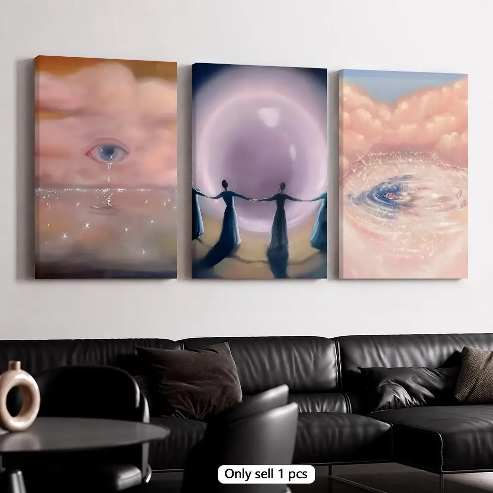 Pearls Scattered in the World Art Framed Wall Painting Canvas Art Poster Solid Wood Frame for Room Living Home Decor