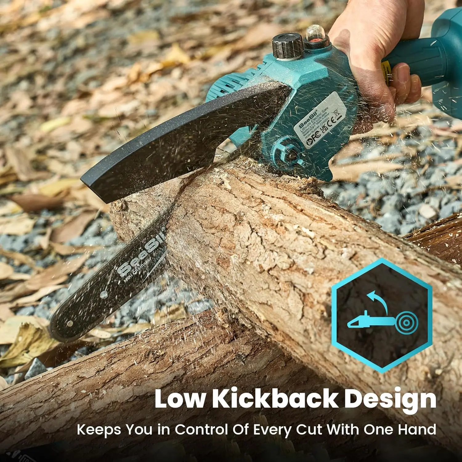 Seesii Mini Chainsaw 8 Inch Electric Saw Cordless Power Cutting Tools Set  2x 4.0Ah Batteries For Makita Garden Tree Trimming