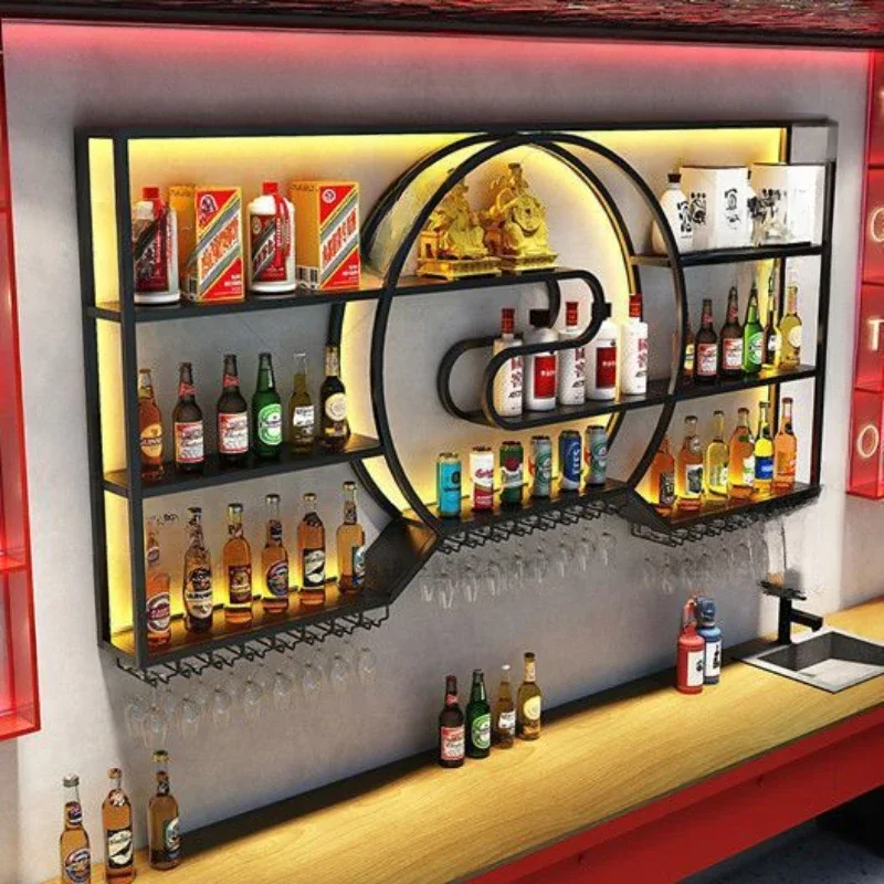 

Movable Commercial Bar Showcase Furniture Beverage Cabinet Kitchen Storage & Organization Liquor Bottles Living Room Mobile Club