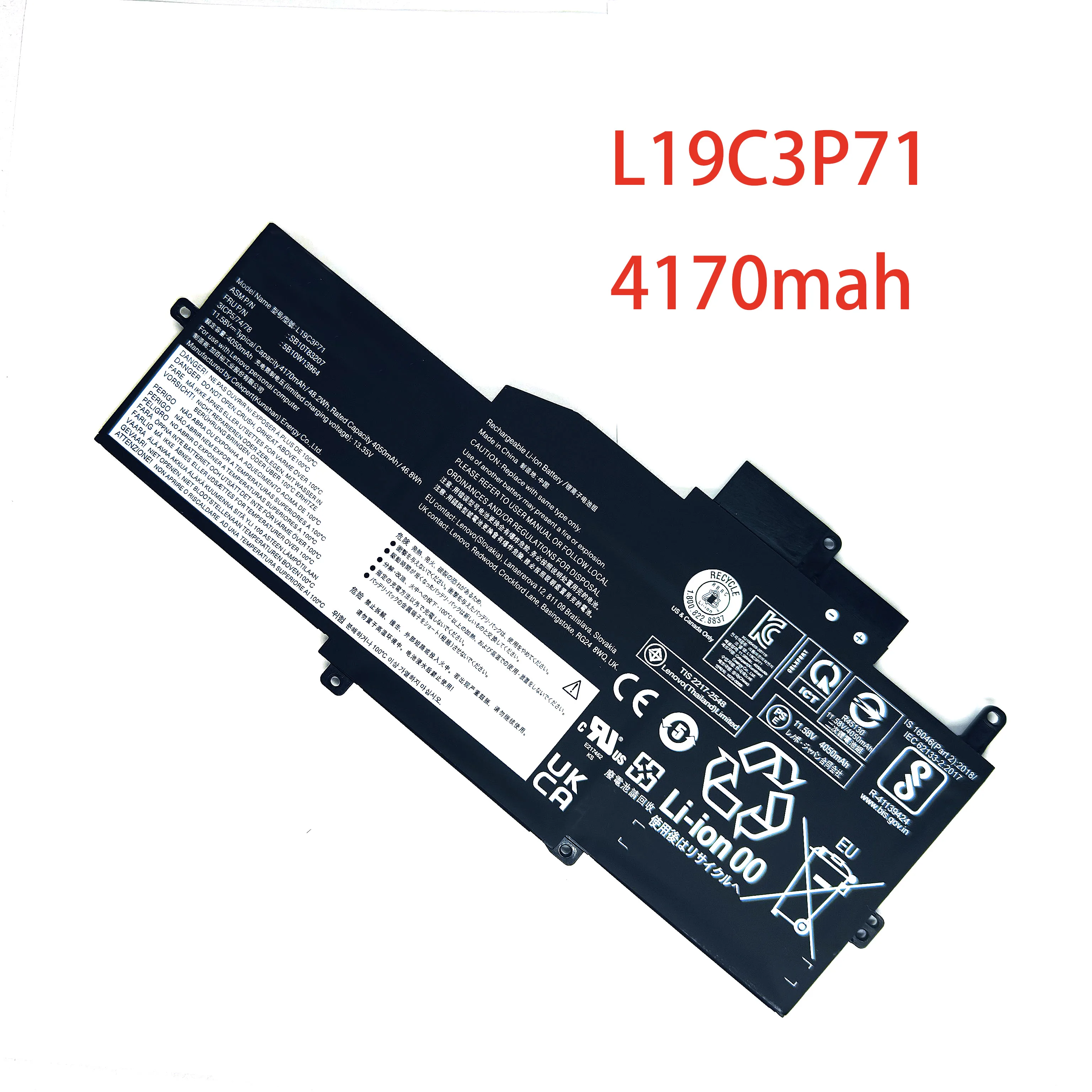 Marvenho New 48.2Wh 11.58V  4170mAh  L19C3P71 L19M3P72 L19M3P73 Laptop Battery for Lenovo ThinkPad X1 Nano Gen 1st Series