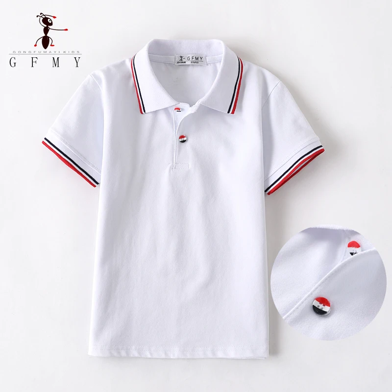 Kids Boys Lapel Short Sleeved White T-Shirt Tops Boys Summer Cotton Children\'s Polo Shirt Clothing for Boys Blouses GFMY6632