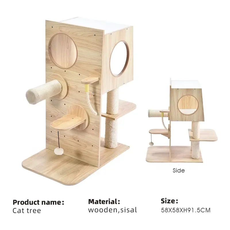DIY Modular Cat Furniture Wooden Cat Scratching Tree House Various Accessories Sisal Rope Post Jumping Platform for Cat
