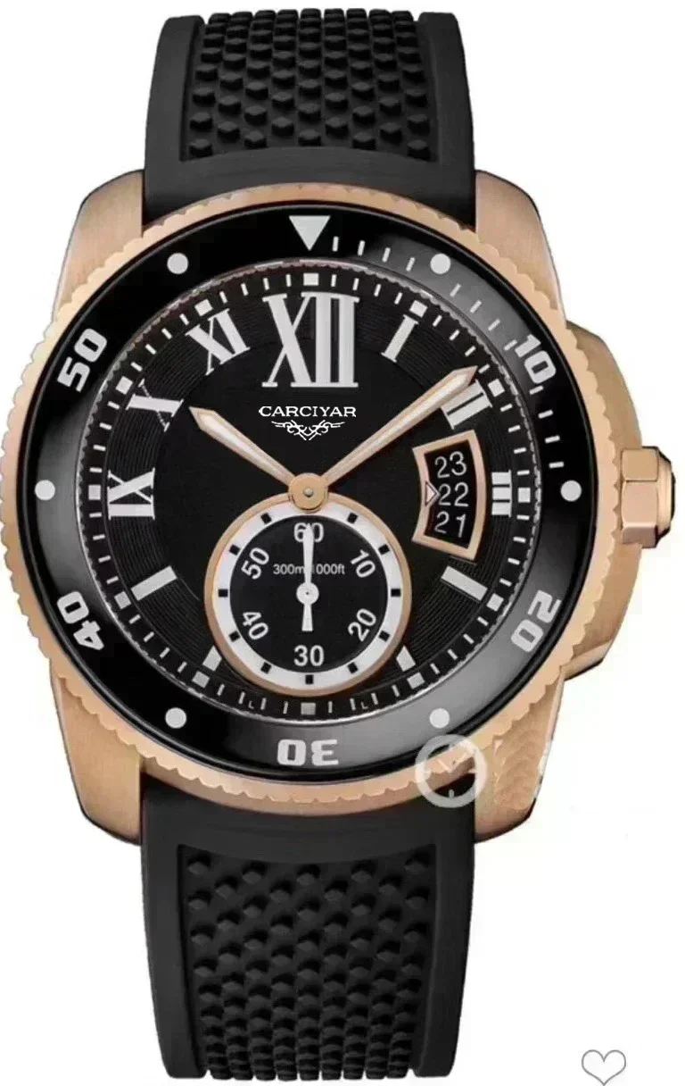 42MM Men's Mechanical Automatic Watch, Ceramic and Rubber, Full-Featured, World Time
