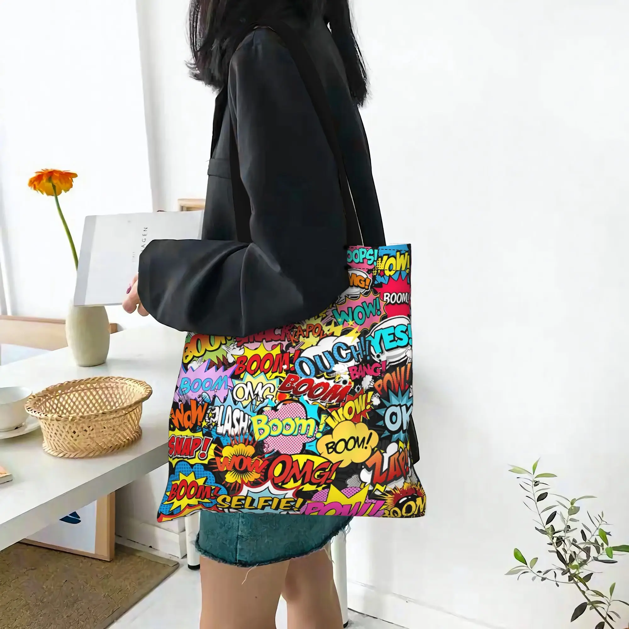 

2026 Shopping Bags back to school Chupa Chups LOGO Canvas Canvas Tote Bag Women'S Shoulder Handbag