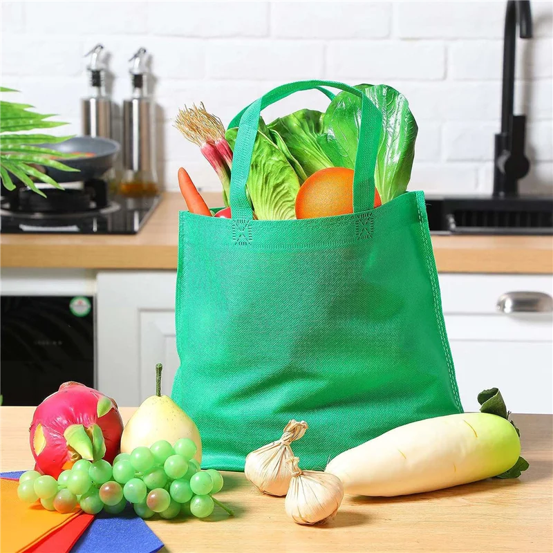 50 Pieces Non Woven Reusable Bags Multi Color Tote Gift Bags Colored Blank Tote Bags Bulk Fabric Grocery Bags