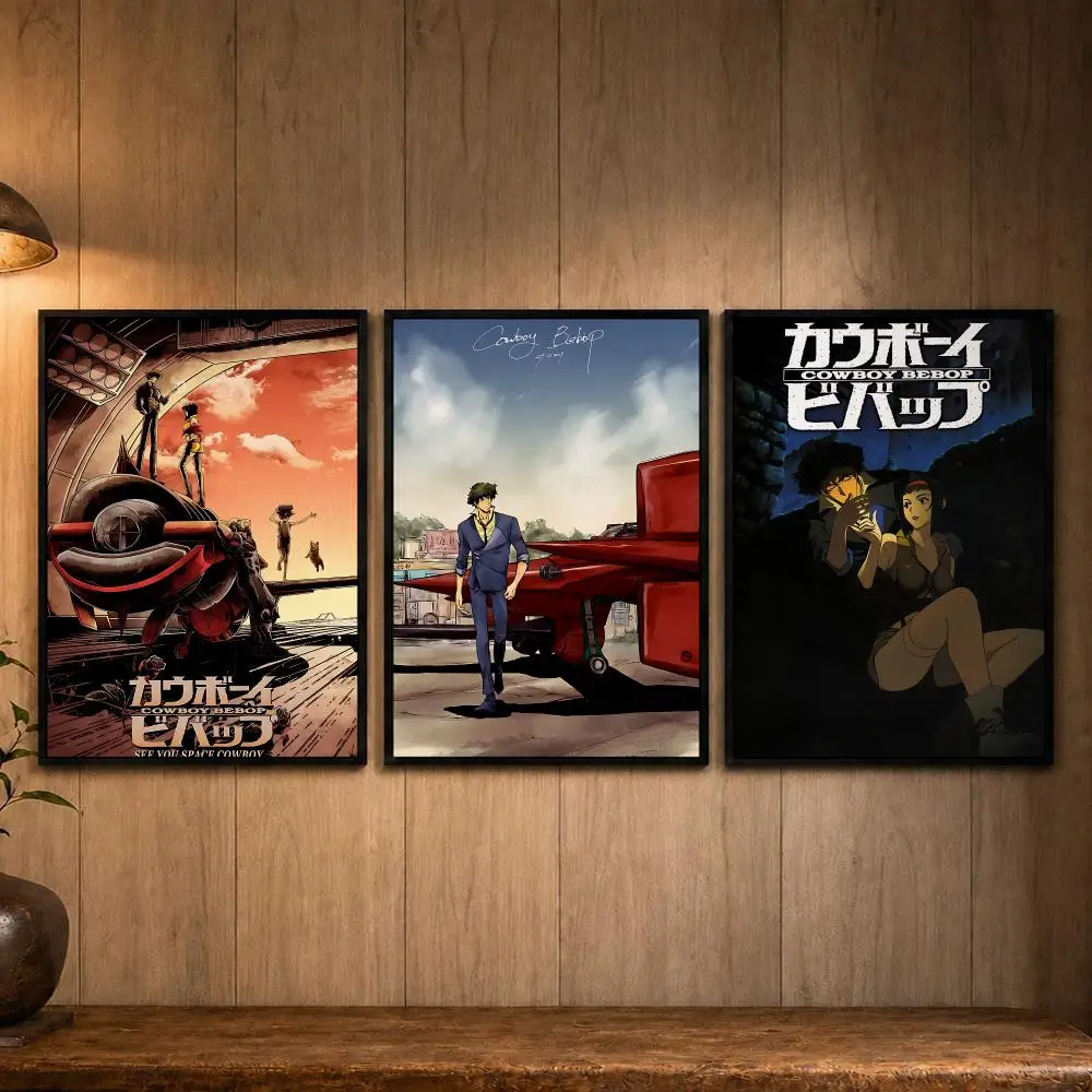 Re-released Anime C-Cowboy BebopS Poster Self-adhesive Art Poster Decoracion Painting Wall Art White Kraft Paper Home Decor